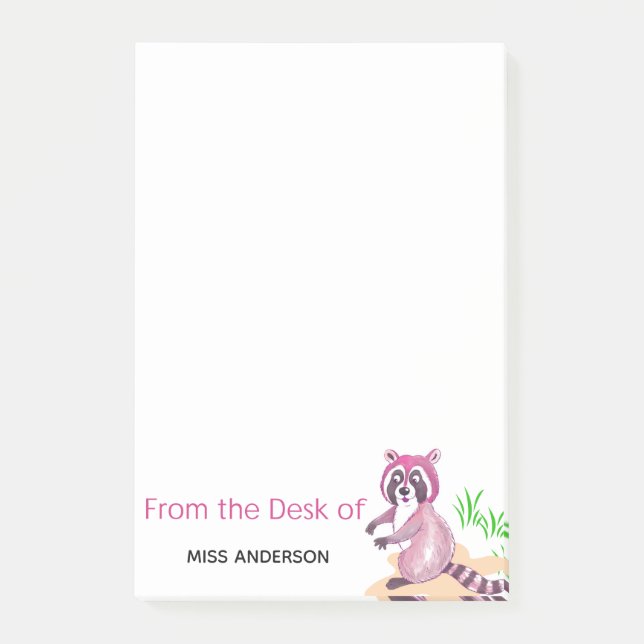 Cute Racoon Post Notas para profesores (Anverso)