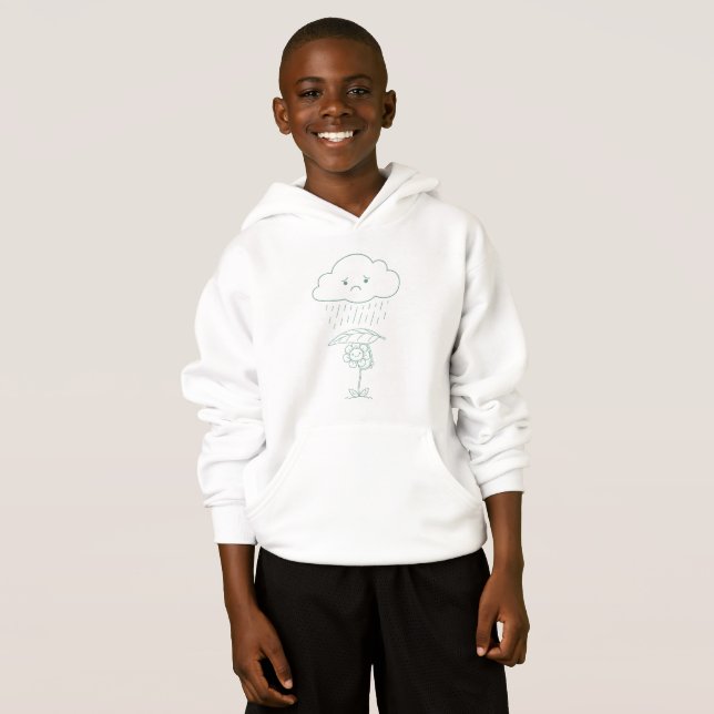 Cute Rain Cloud and Flower Kids Hoodie (Anverso completo)