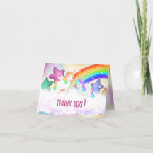 Cute Rainbow Unicorn Pastel doblado Tarjeta de agr