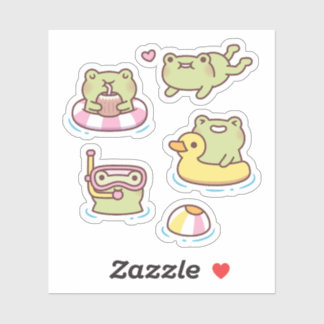 Cute Ranas Disfrutando del Conjunto de Pegatinas d