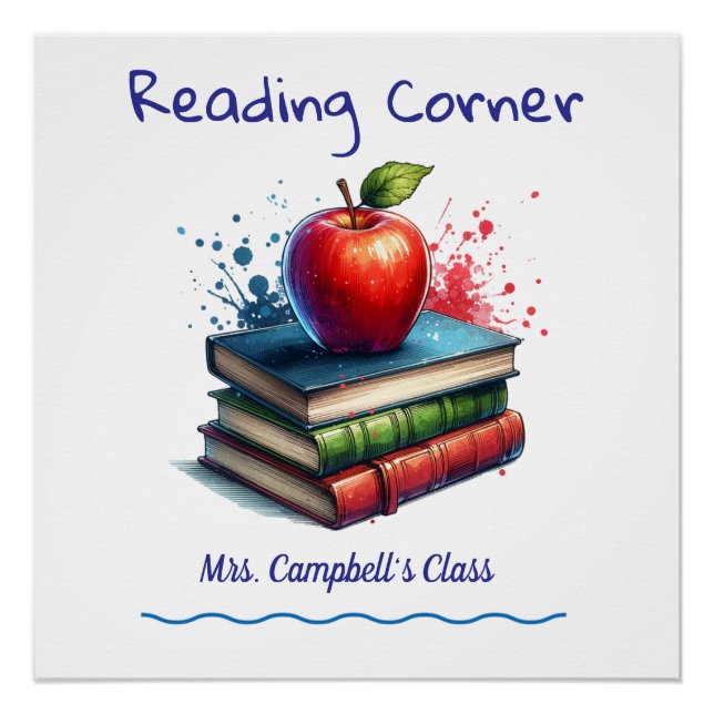  Cute Reading School CLASSROOM Poster Personalize (Anverso)