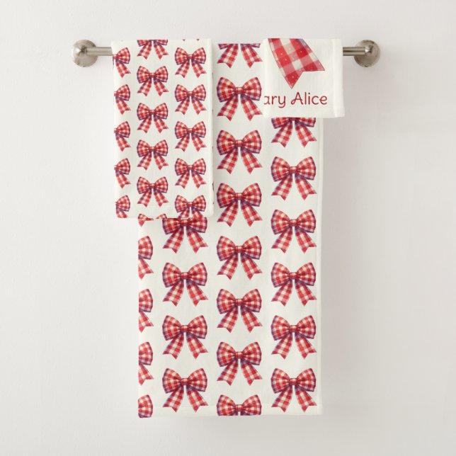 Cute Red and Cream Gingham Bows (In situ)