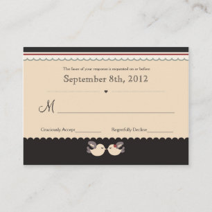 Cute Red & Black Love Birds Tarjetas RSVP