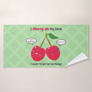 Cute Red Cherry Kawaii Gemelos Cumpleaños