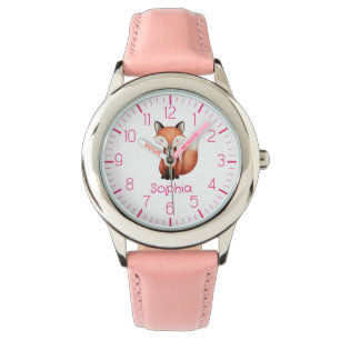 Cute Red Fox Personaliza el reloj de niños