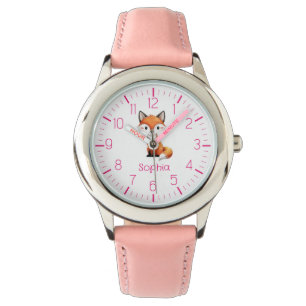 Cute Red Fox Personaliza el reloj de niños