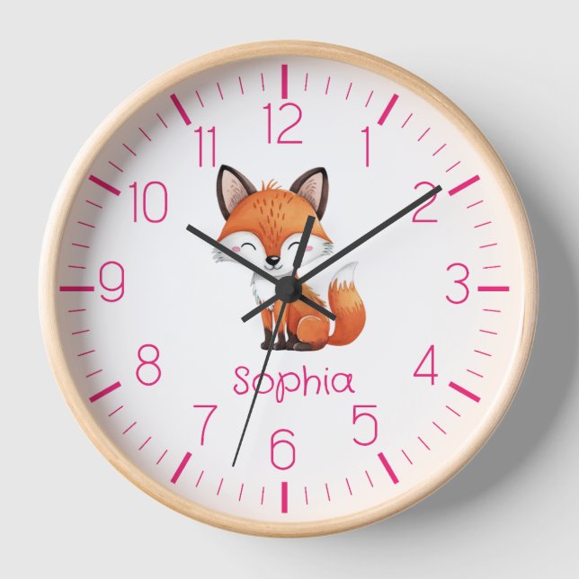 Cute Red Fox Personaliza el reloj de niños (Anverso)