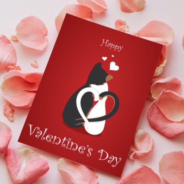 Cute Red Heart Cat Feliz Tarjeta de San Valentín (Subido por el creador)