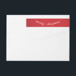 Cute Red Merry Christmas Wraparound Address Labs<br><div class="desc">Blanco y rojo mate Frío navideño Rótulo de remite con texto cambiable</div>