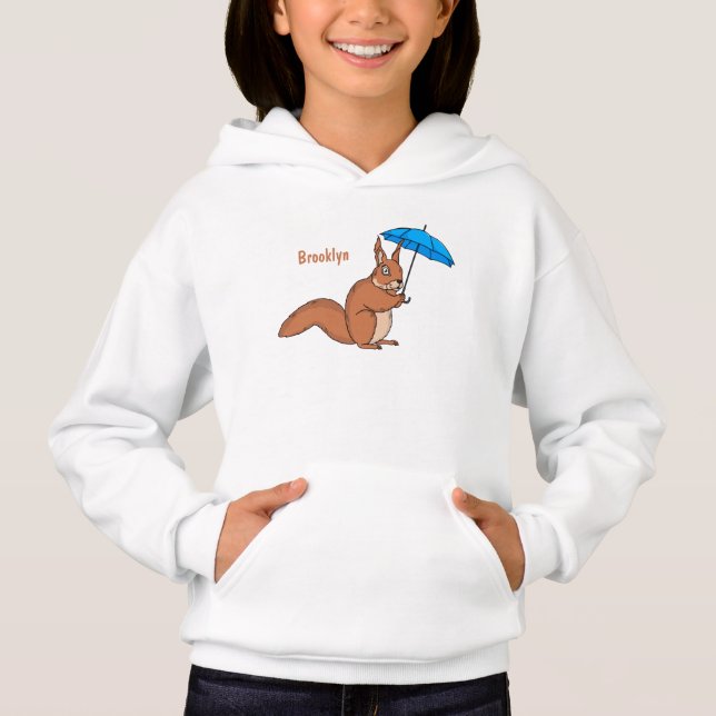 Cute red squirrel with umbrella cartoon  (Anverso)