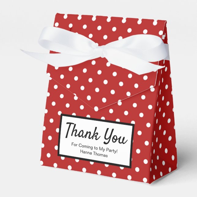Cute Red White Polka Punto Cumpleaños Caja de Favo (Front Side)