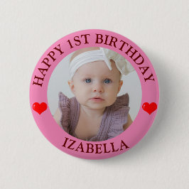 Cute Regalos Feliz cumpleaños botón rojo Corazón