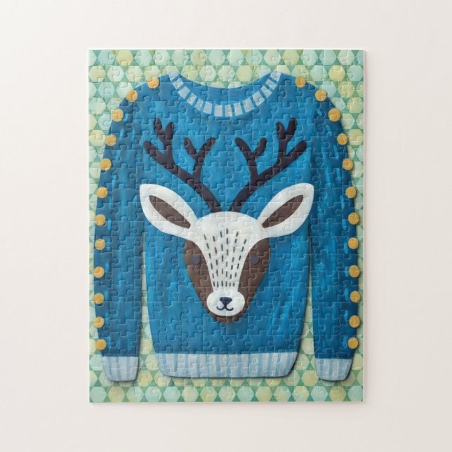 Cute Reindeer Deer Christmas Holiday Puzzle Art (Vertical)