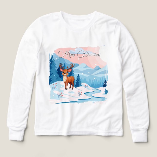 Cute reindeer in a snowy landscape  (Diseño frontal)