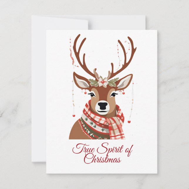 Cute Reno de Navidad Espíritu Verdadero de la Navi (Anverso)