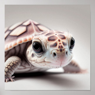 Cute retrato de tortuga bebé |  Póster cuadrado 1: