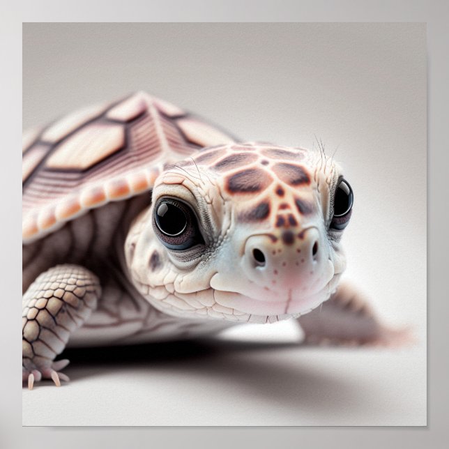 Cute retrato de tortuga bebé | Póster cuadrado 1:1 (Frente)