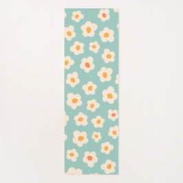 Cute Retro Azul Daisy Pattern Fitness Yoga Mat