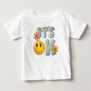 Cute Retro "ESTÁ BIEN" Camiseta de Bebé con Cara S