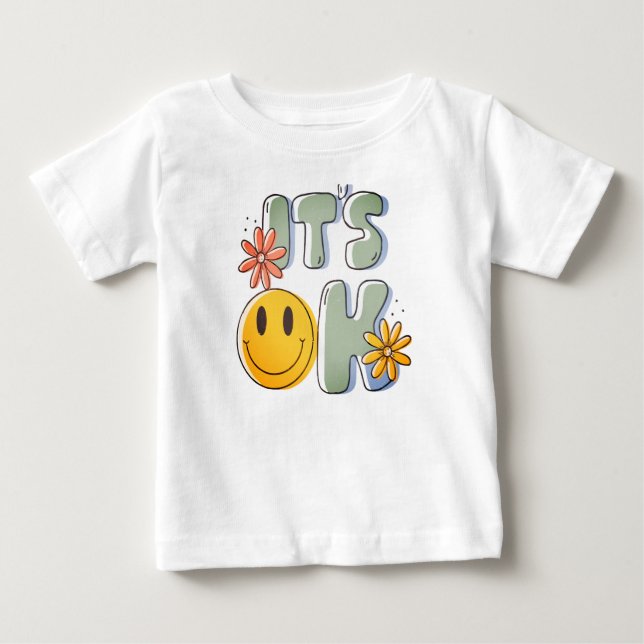 Cute Retro "ESTÁ BIEN" Camiseta de Bebé con Cara S (Anverso)