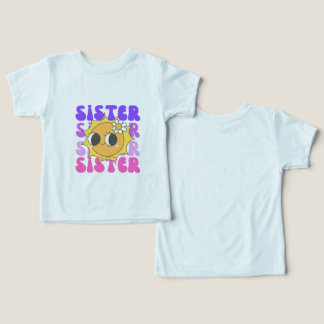 Cute Retro Hermana Cara Sonriente Niños Azul Claro