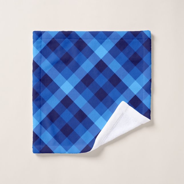 Cute Retro Ocean Blue Plaid Lavabo (Toallita)