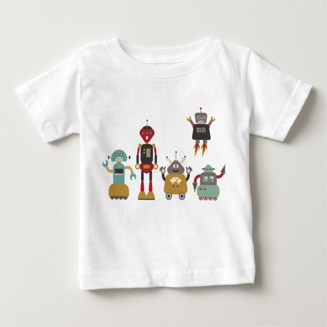 Cute Retro Robots Niños Camiseta (Anverso)