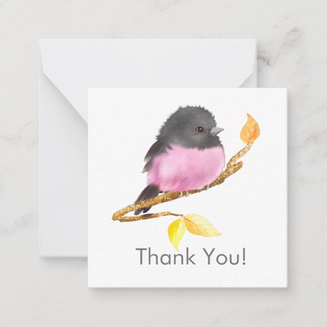 Cute Robin Bird Gracias Tarjeta de Nota (Anverso)