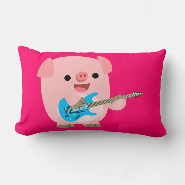Cute Rockin 'Cartoon Cerdo Almohada (Anverso)