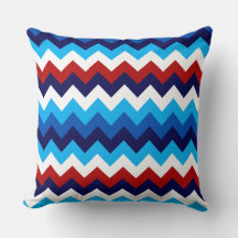 Cute Rojo Azul Azul Quevrons Gran Cojín decorativo