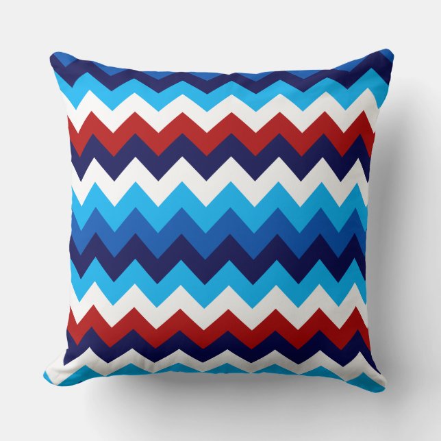 Cute Rojo Azul Azul Quevrons Gran Cojín decorativo (Anverso)