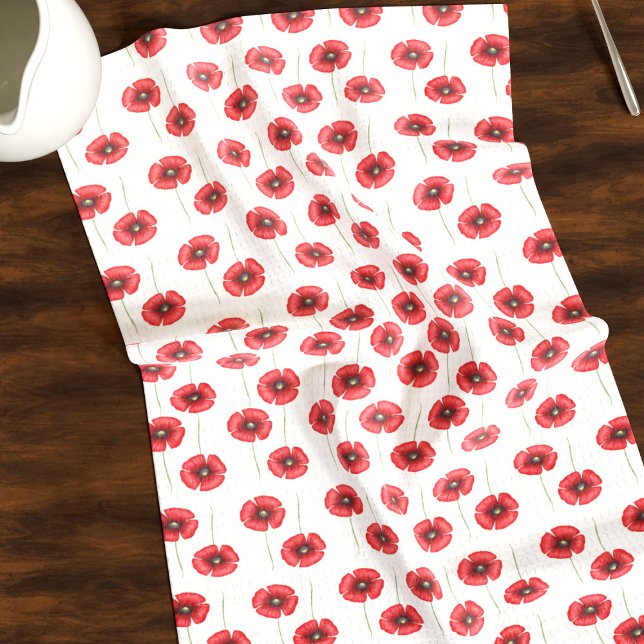 Cute rojos lapiceros en toalla de cocina floral bl (A cute poppy pattern kitchen towel that will look fabulous in your kitchen)