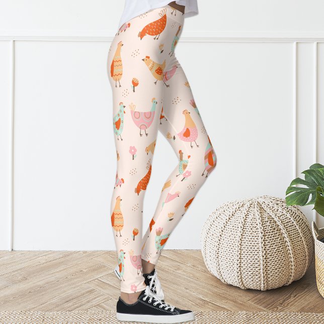 Cute rosa azul de pollo Floral Leggings de pollo (Subido por el creador)