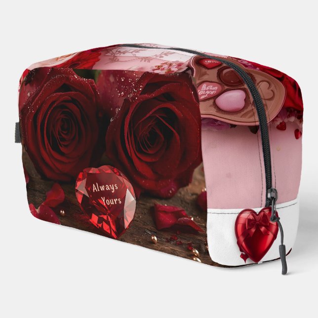 Cute Rosa Roja Romántica Bolsa De Maquillaje Con C (Esquina derecha)