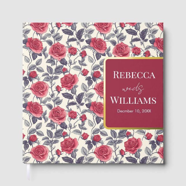 Cute Rosa Tema Boda Libro de invitados (Anverso)