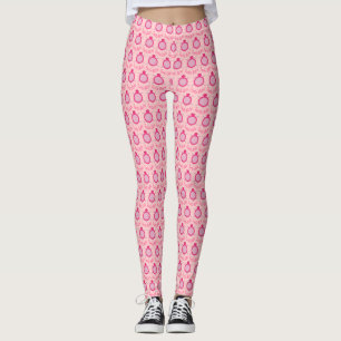 Cute rosa tortuga mordida Leggings