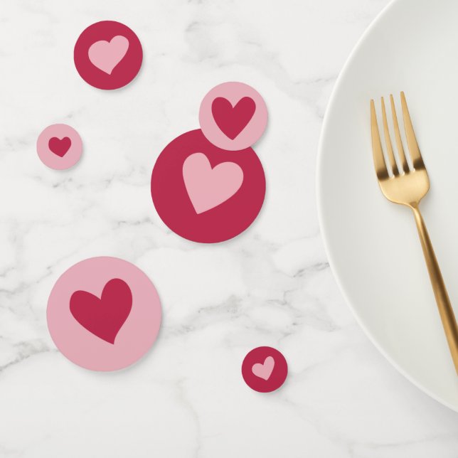 Cute rosado y rojo cardíaco garitos confetti (Grupo)