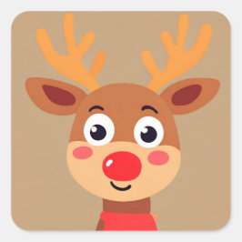 Cute Rudolph El Pegatina De Renos De La Nariz Roja