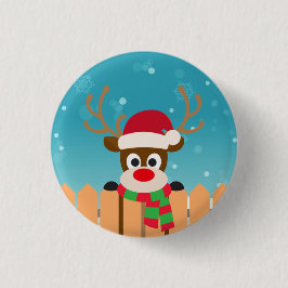Cute Rudolph El Reno De La Nariz Roja | Botón Pin