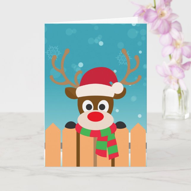 Cute Rudolph El Reno De La Nariz Roja | Tarjeta de (Orquídea)