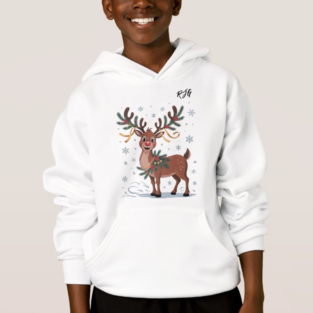 Cute Rudolph with Gold Accents Initials (Anverso)