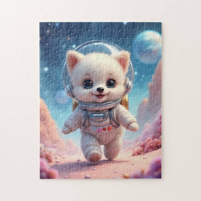 Cute Running Puppy Astronaut Jigsaw Puzzle (Vertical)