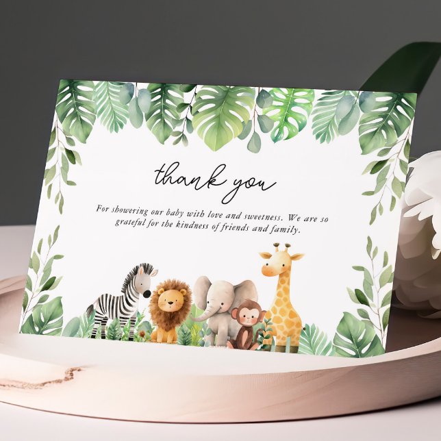 Cute Safari Animals Tarjeta de agradecimiento (Cute Baby Safari Animals Thank You Enclosure Card)