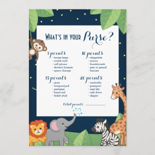 Cute Safari Animals Tarjeta de juego Baby Shower P