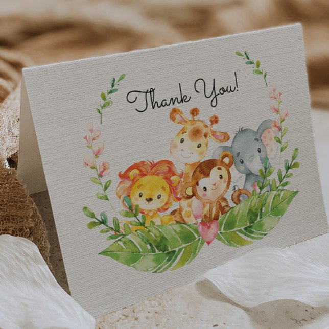 Cute Safari Jungle Baby Shower Gracias Nota (Subido por el creador)
