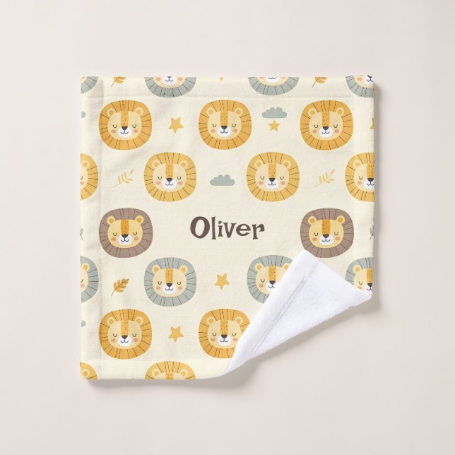 Cute Safari León Patrón Personalizado  (Toallita)