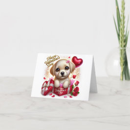 Cute San Valentín Perro de Labrador con tarjeta de