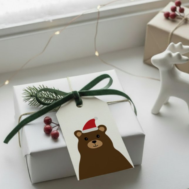 Cute Santa Bear Etiqueta de Navidad, Fiesta (Subido por el creador)