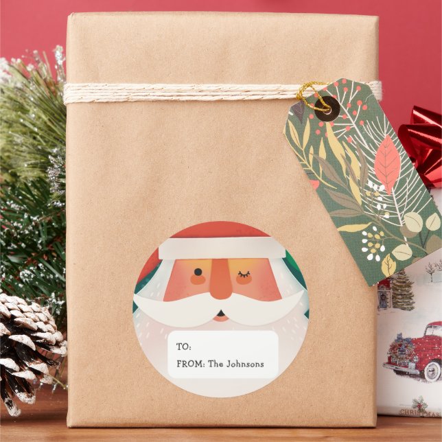 Cute Santa Claus | Etiqueta de regalo de Navidades (Vacaciones)