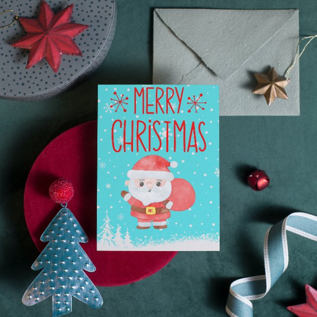 Cute Santa Claus Navidades postal azul (Subido por el creador)